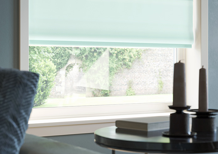 Akoya Faux Silk, Lustre Ice Blue - Twist&Fit Roman Blind - Image 5
